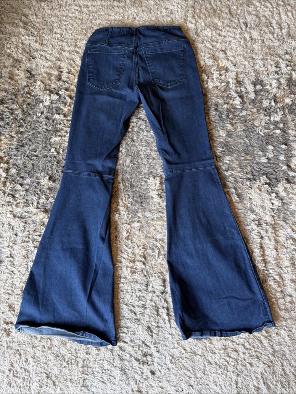 FREE PEOPLE Penny Pull On Flare Jeans Dark Wash Stretch Low Rise Boho Women’s 28 - Picture 5 of 8